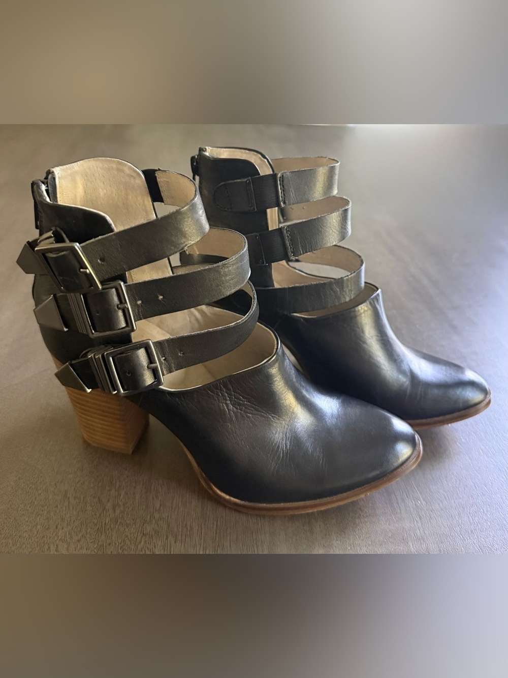 Seychelles Women's Leather 3-Strap Ankle Boots – Black Size 8